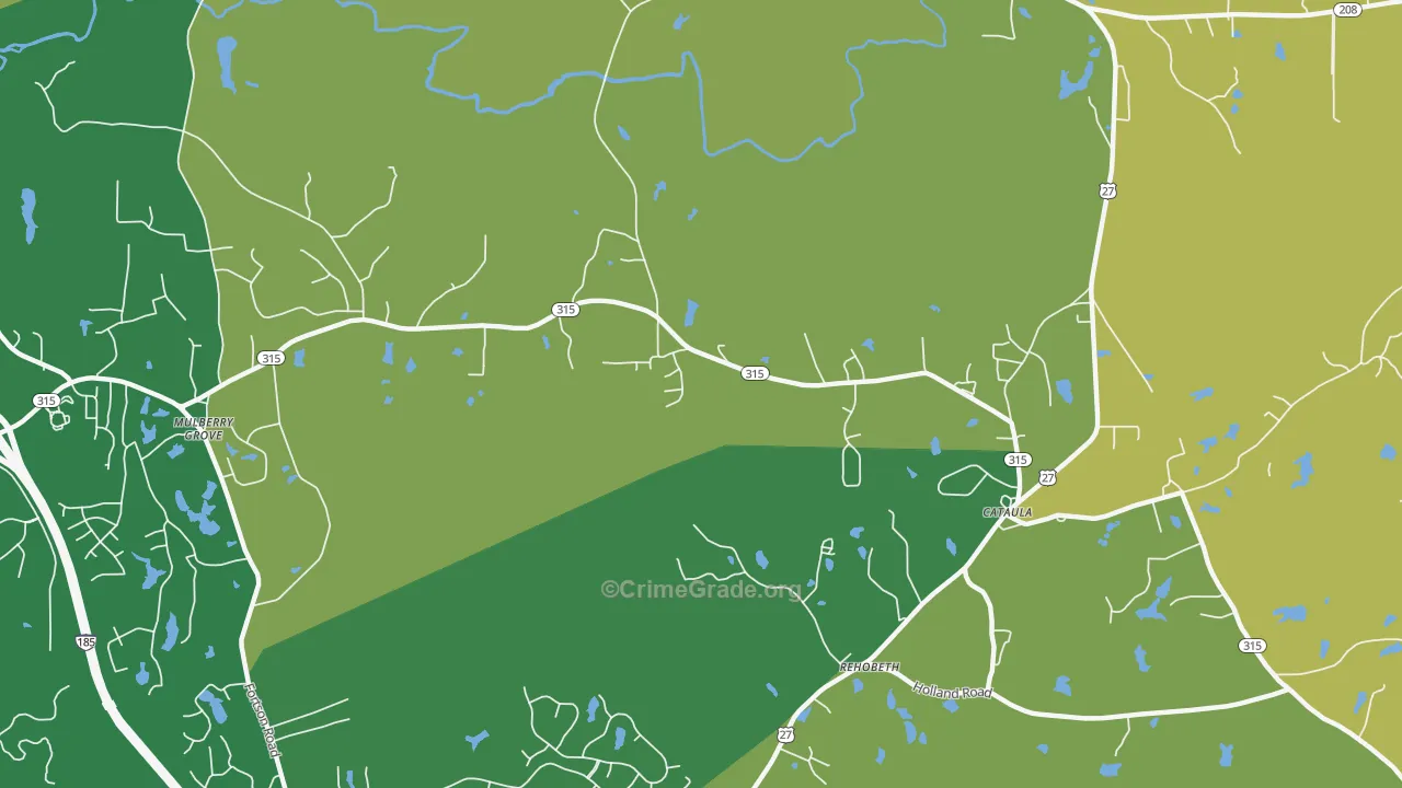 Mulberry Grove, GA Map of Robbery Rates