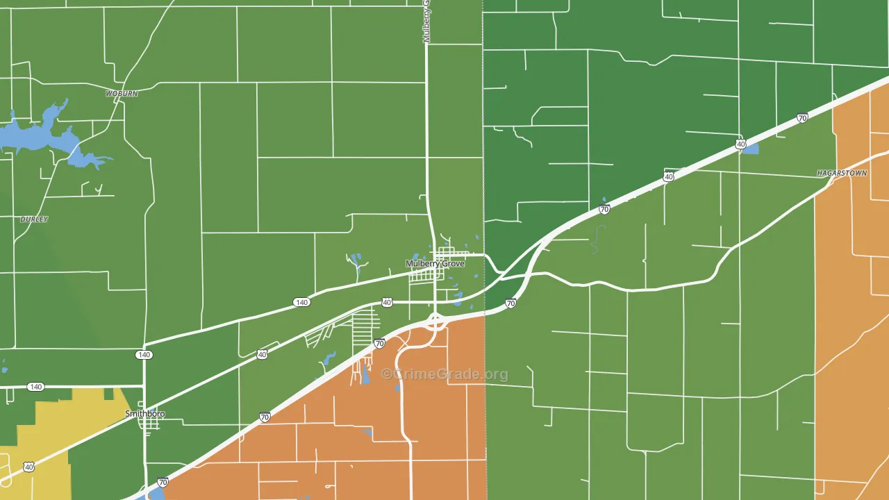 Mulberry Grove, IL Map of Robbery Rates