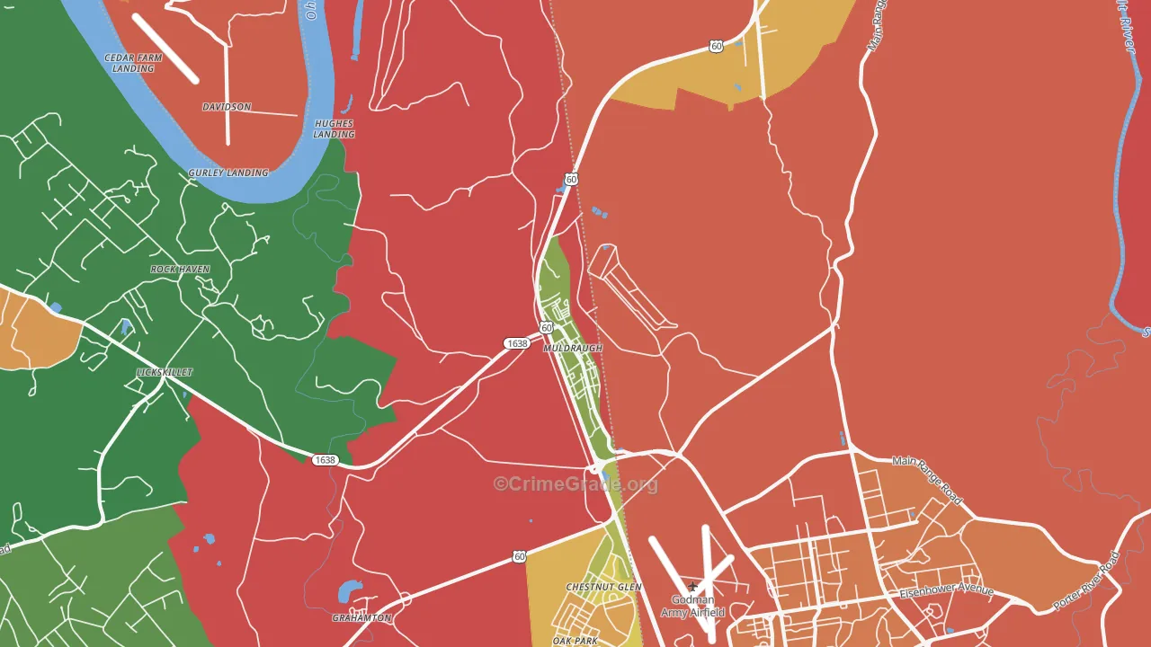 Muldraugh, KY Map of Robbery Rates