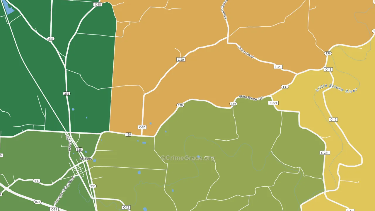 Mule Town, OH Map of Robbery Rates