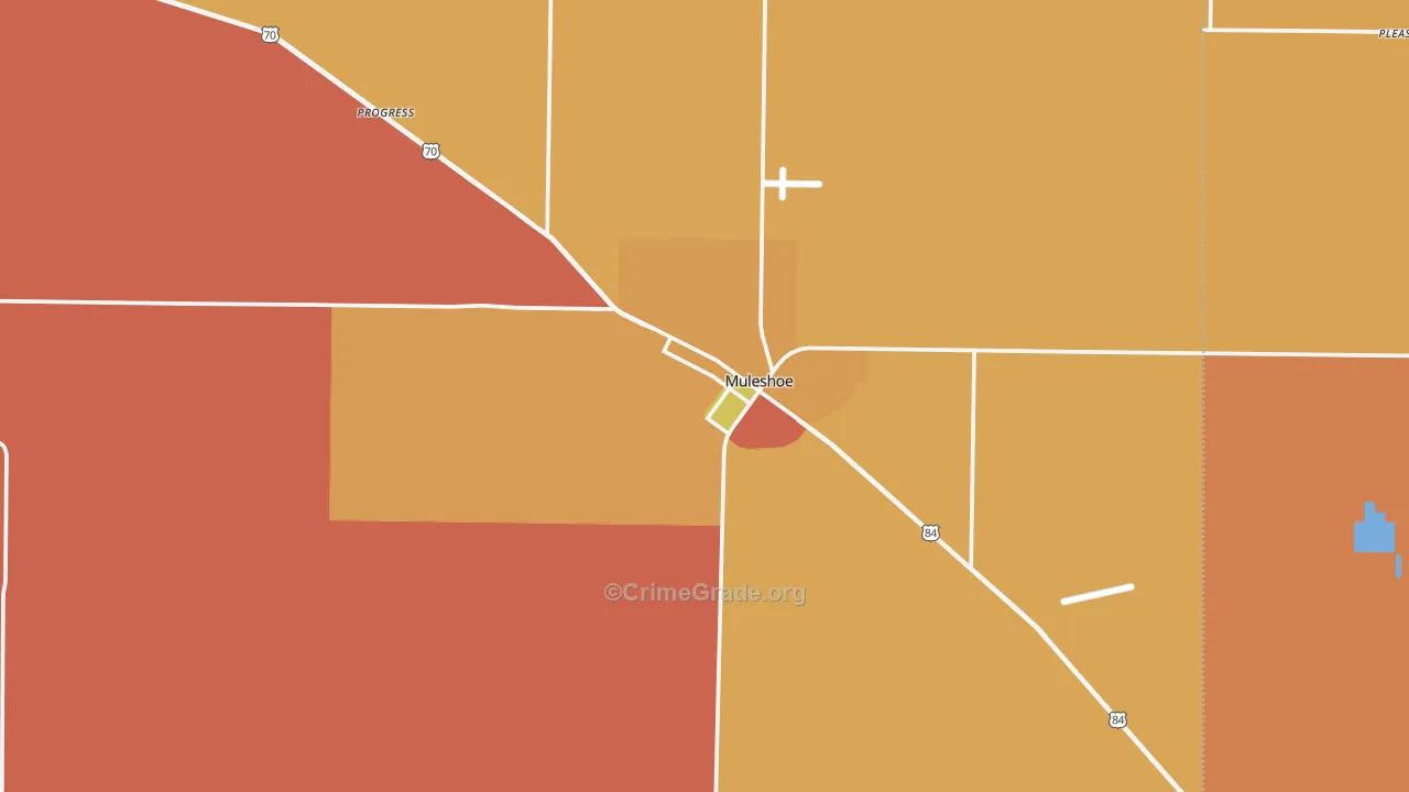Muleshoe, TX Map of Robbery Rates
