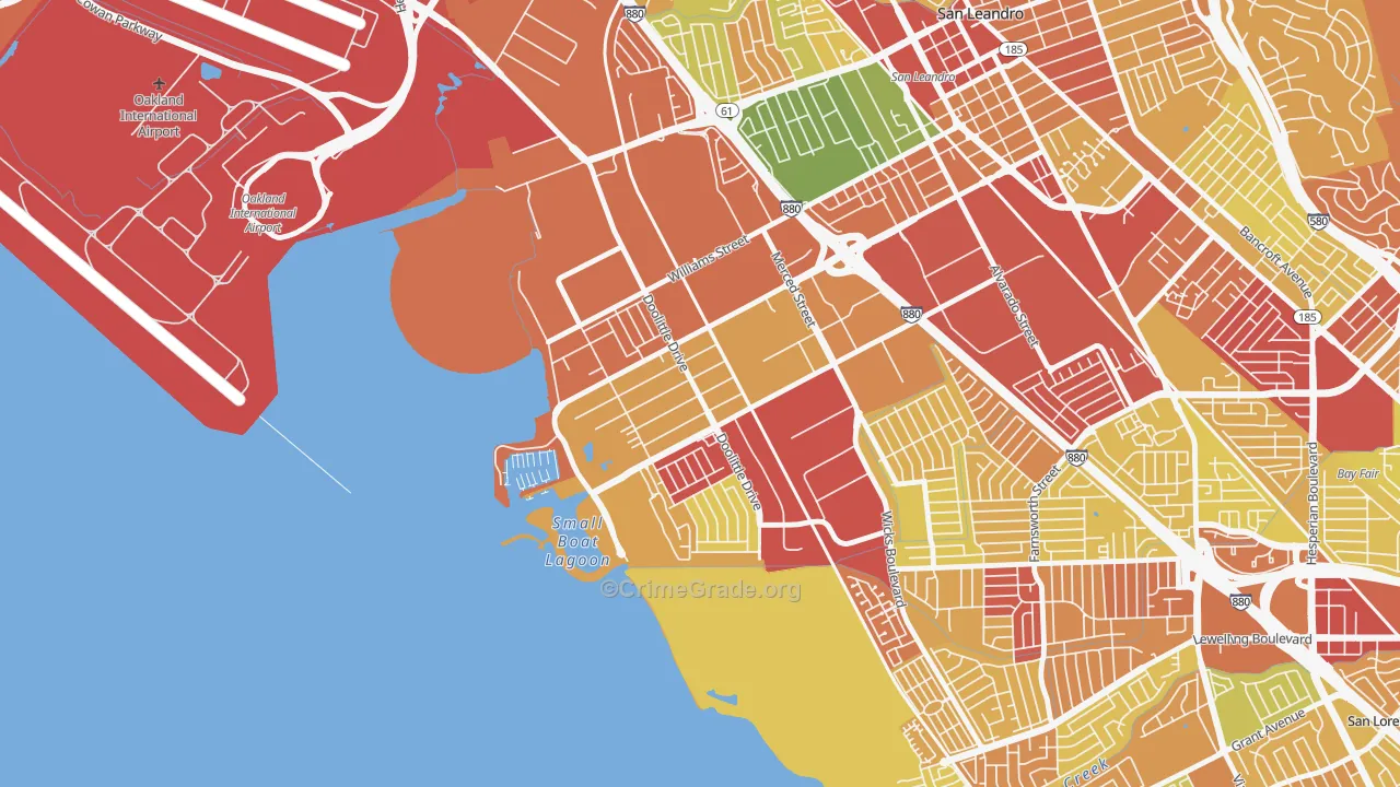 Mullford Gardens, San Leandro, CA Map of Robbery Rates