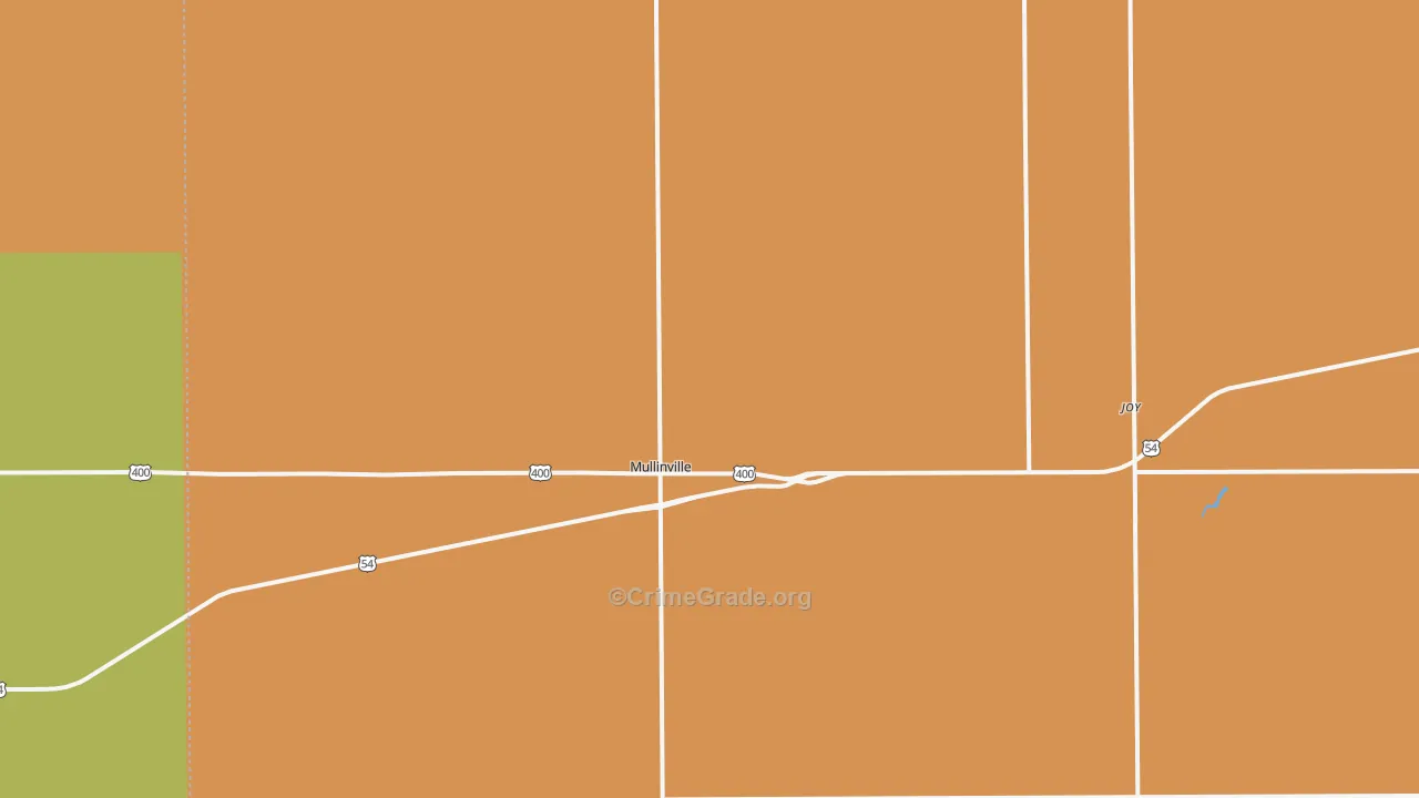 Mullinville, KS Map of Robbery Rates