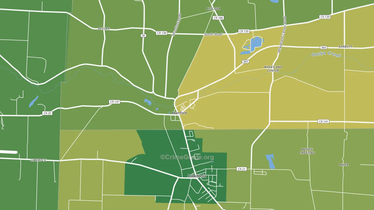Mumford, NY Map of Robbery Rates