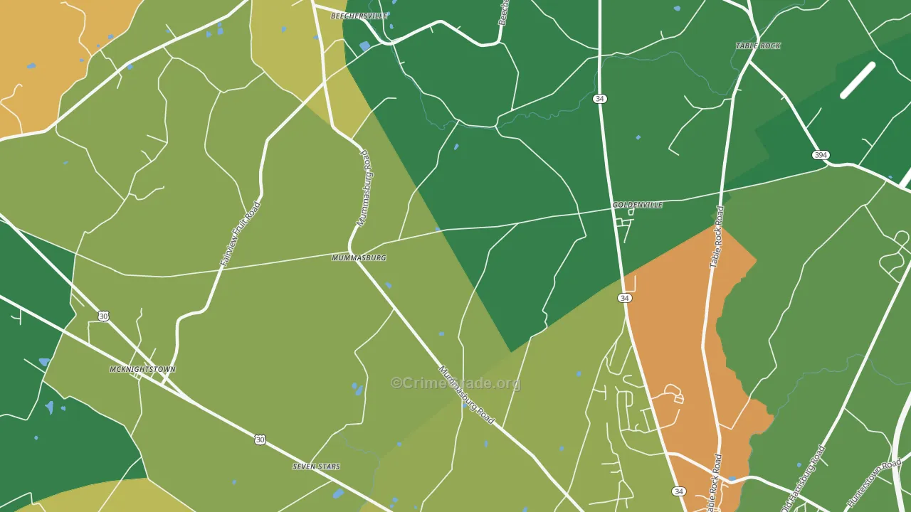 Mummasburg, PA Map of Robbery Rates