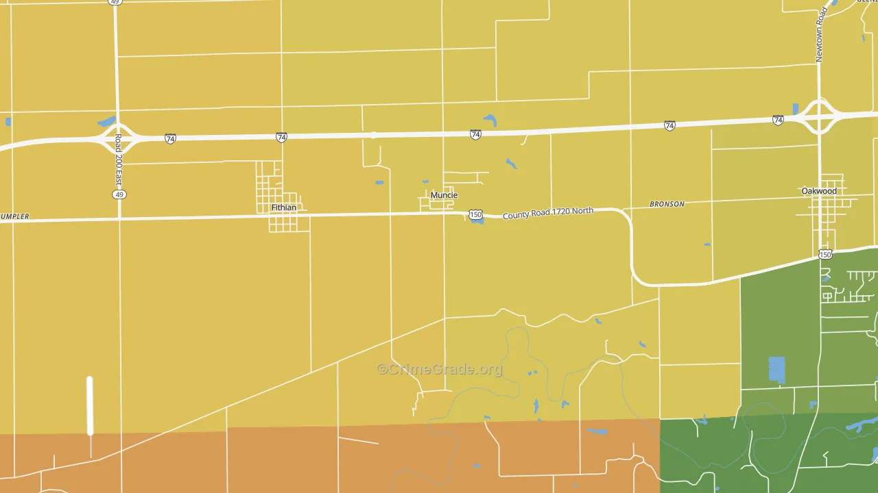 Muncie, IL Map of Robbery Rates