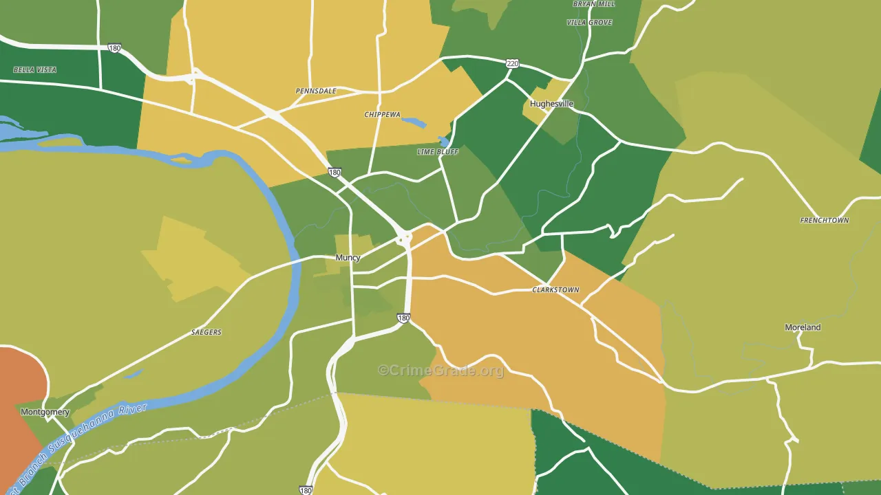 Muncy, PA Map of Robbery Rates