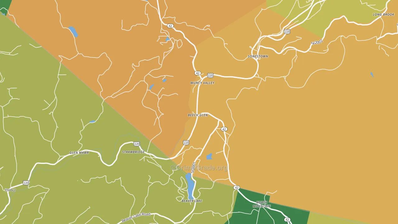 Muncy Valley, PA Map of Robbery Rates