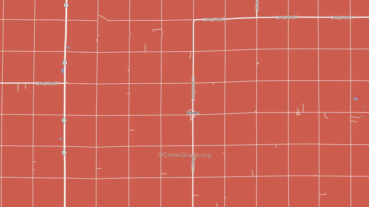 Munden, KS Map of Robbery Rates