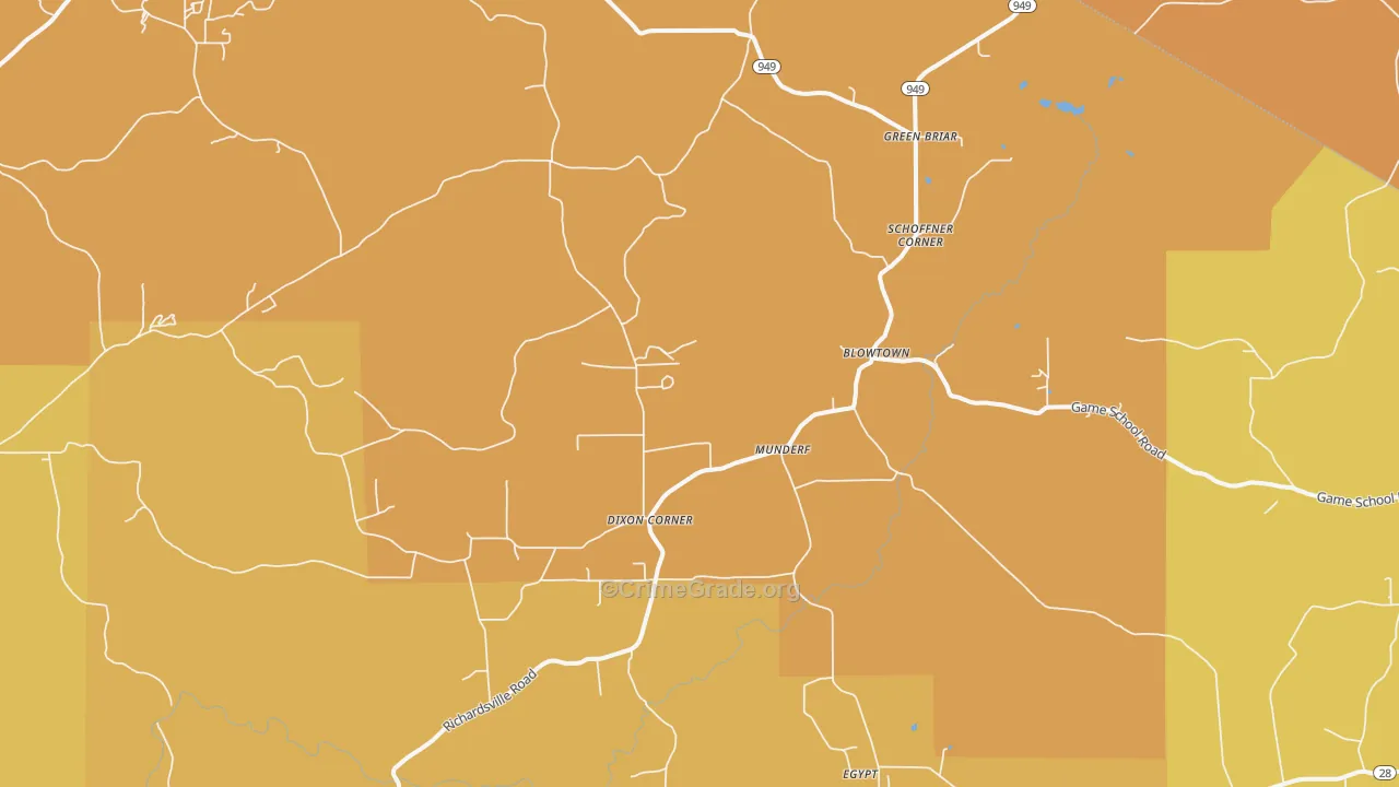 Munderf, PA Map of Robbery Rates