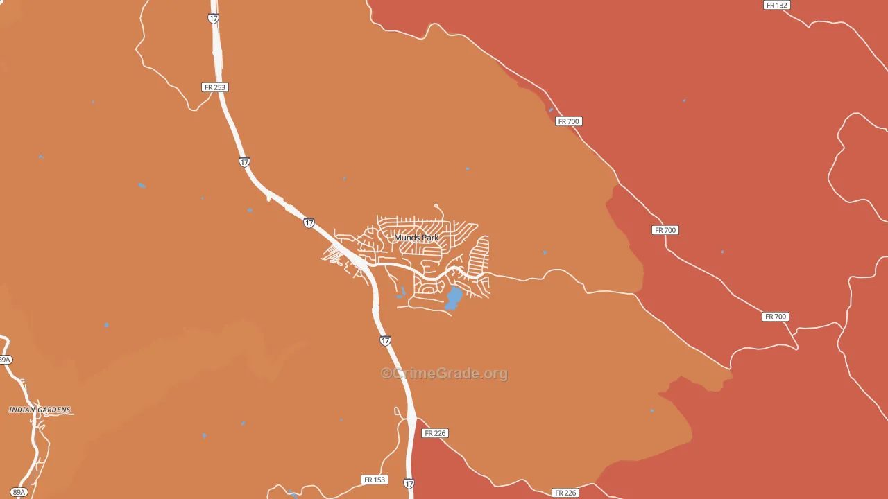 Munds Park, AZ Map of Robbery Rates