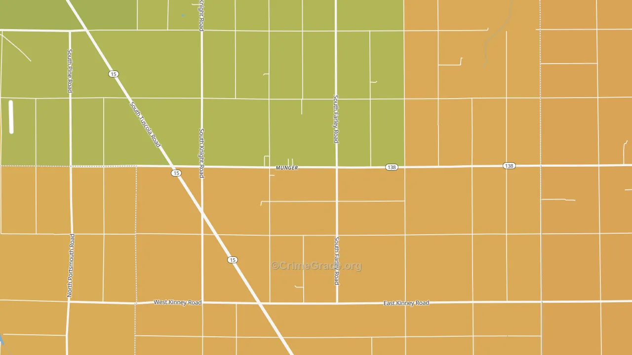 Munger, MI Map of Robbery Rates
