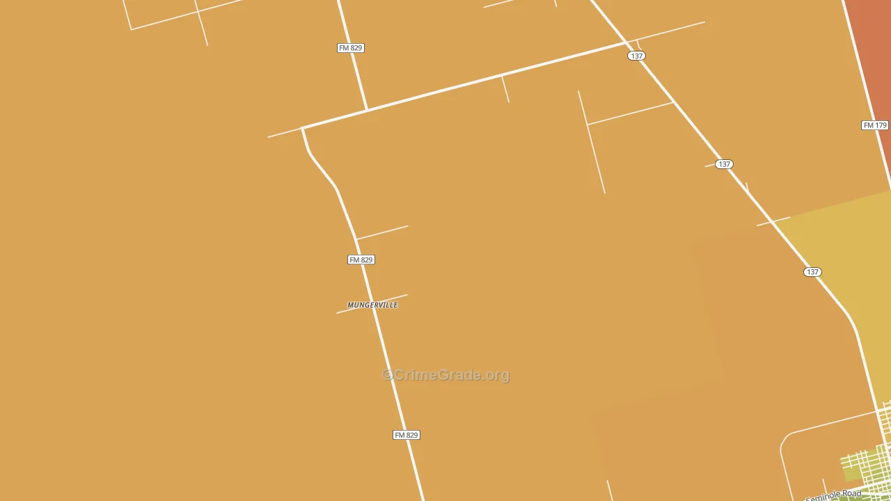 Mungerville, TX Map of Robbery Rates