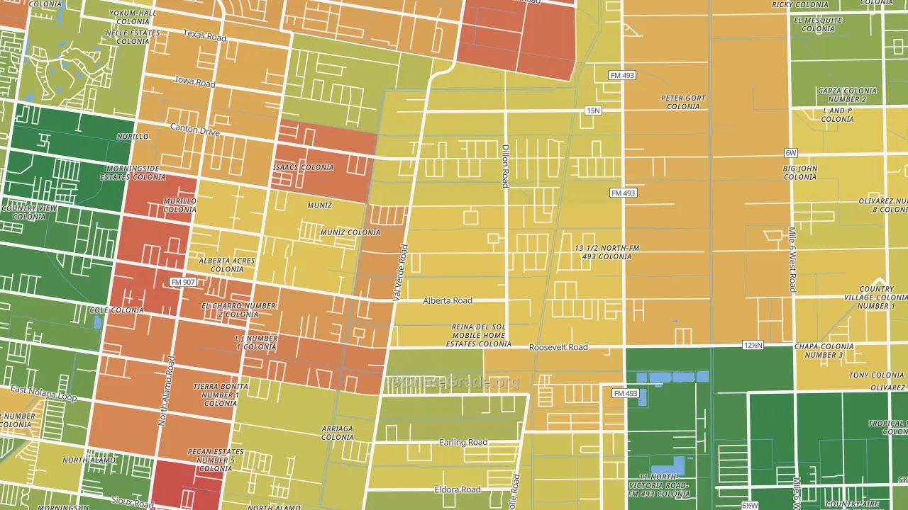 Muniz, TX Map of Robbery Rates