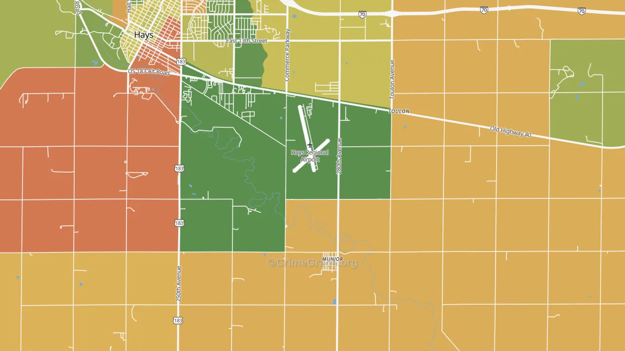 Munjor, KS Map of Robbery Rates