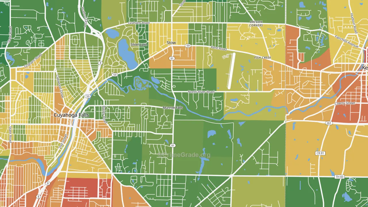 Munroe Falls, OH Map of Robbery Rates