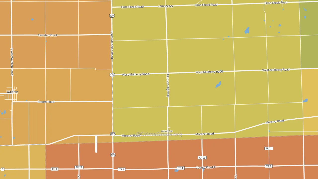 Munson, MI Map of Robbery Rates