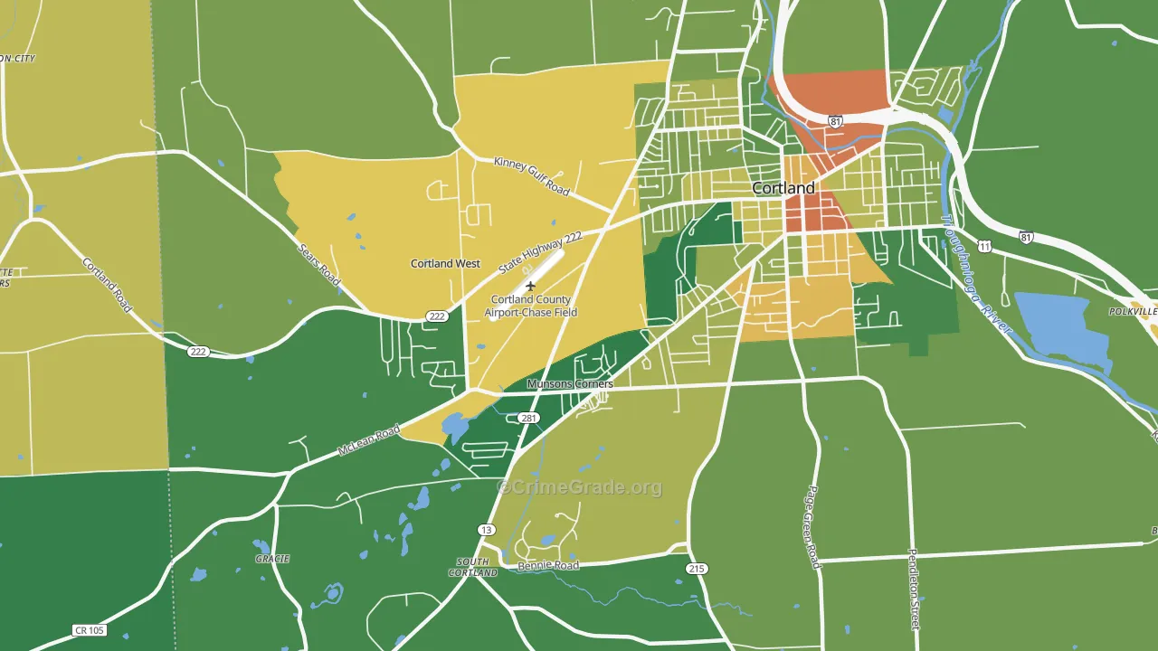 Munsons Corners, NY Map of Robbery Rates