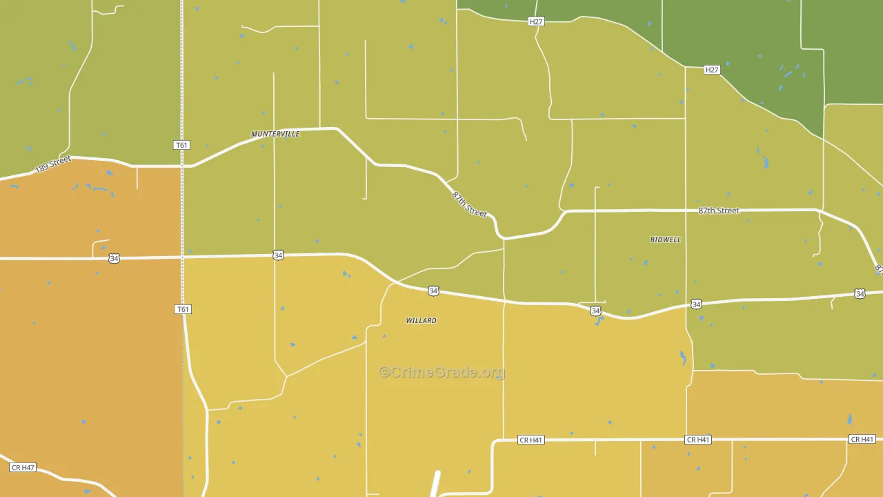 Munterville, IA Map of Robbery Rates