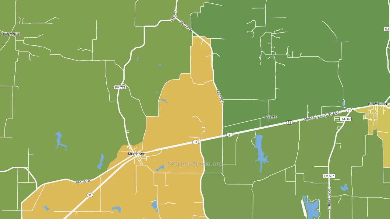Murchison, TX Map of Robbery Rates