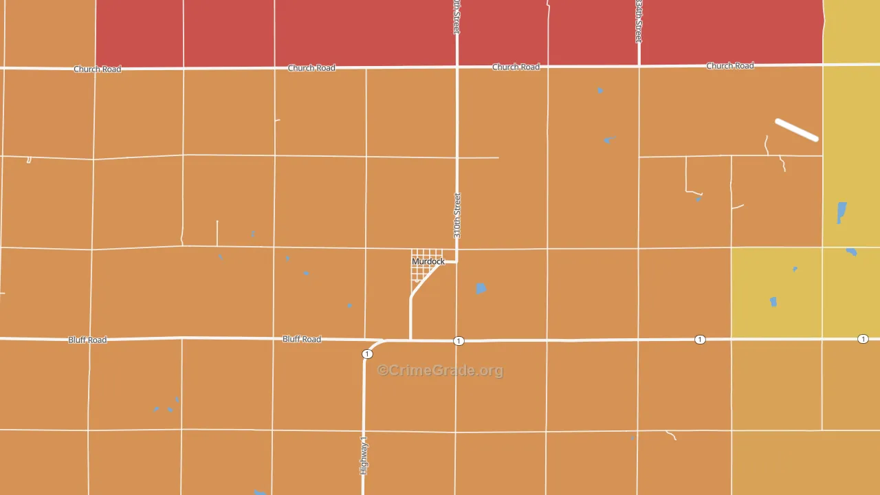 Murdock, NE Map of Robbery Rates