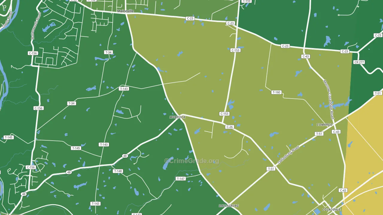 Murdock, OH Map of Robbery Rates