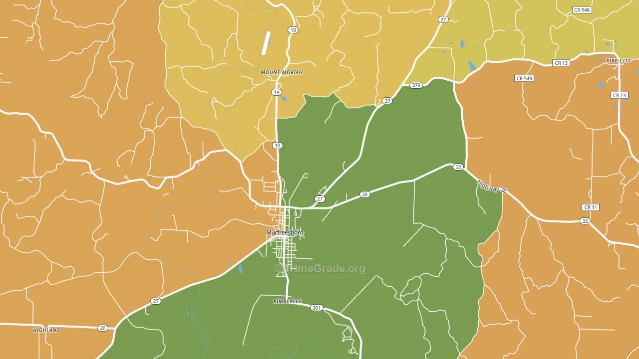 Murfreesboro, AR Map of Robbery Rates