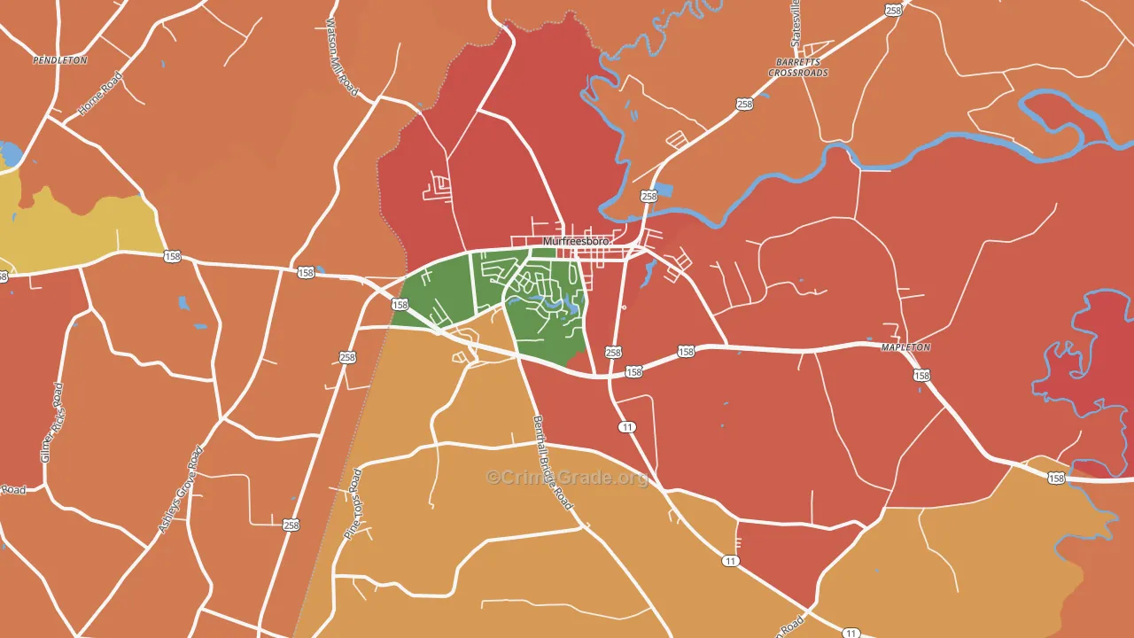 Murfreesboro, NC Map of Robbery Rates