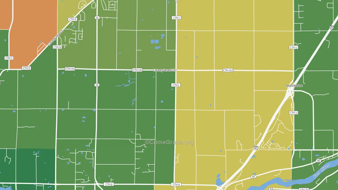 Murphy Corner, WI Map of Robbery Rates