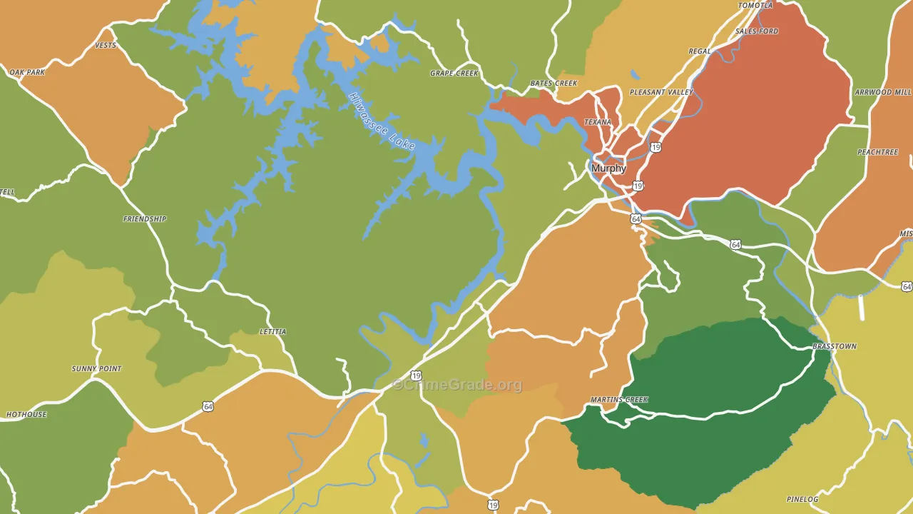 Murphy, NC Map of Robbery Rates
