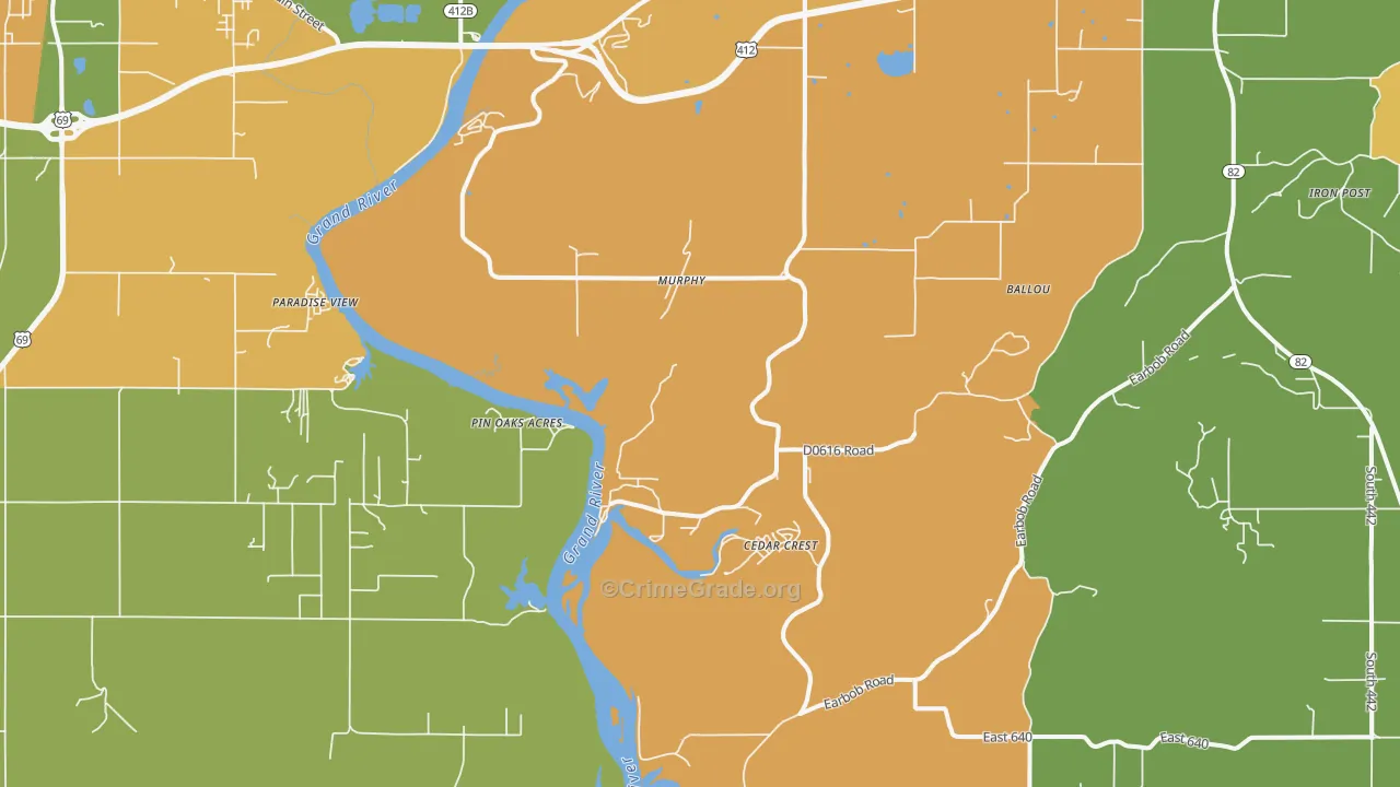 Murphy, OK Map of Robbery Rates