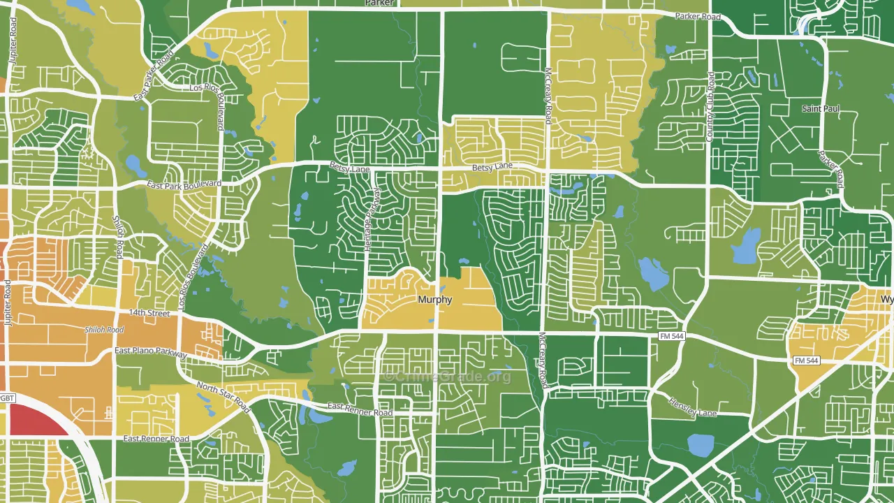 Murphy, TX Map of Robbery Rates