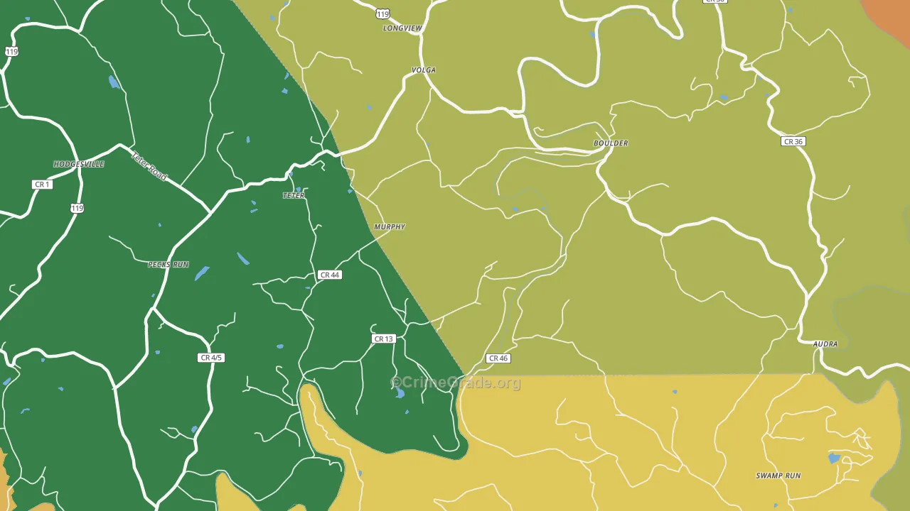 Murphy, WV Map of Robbery Rates