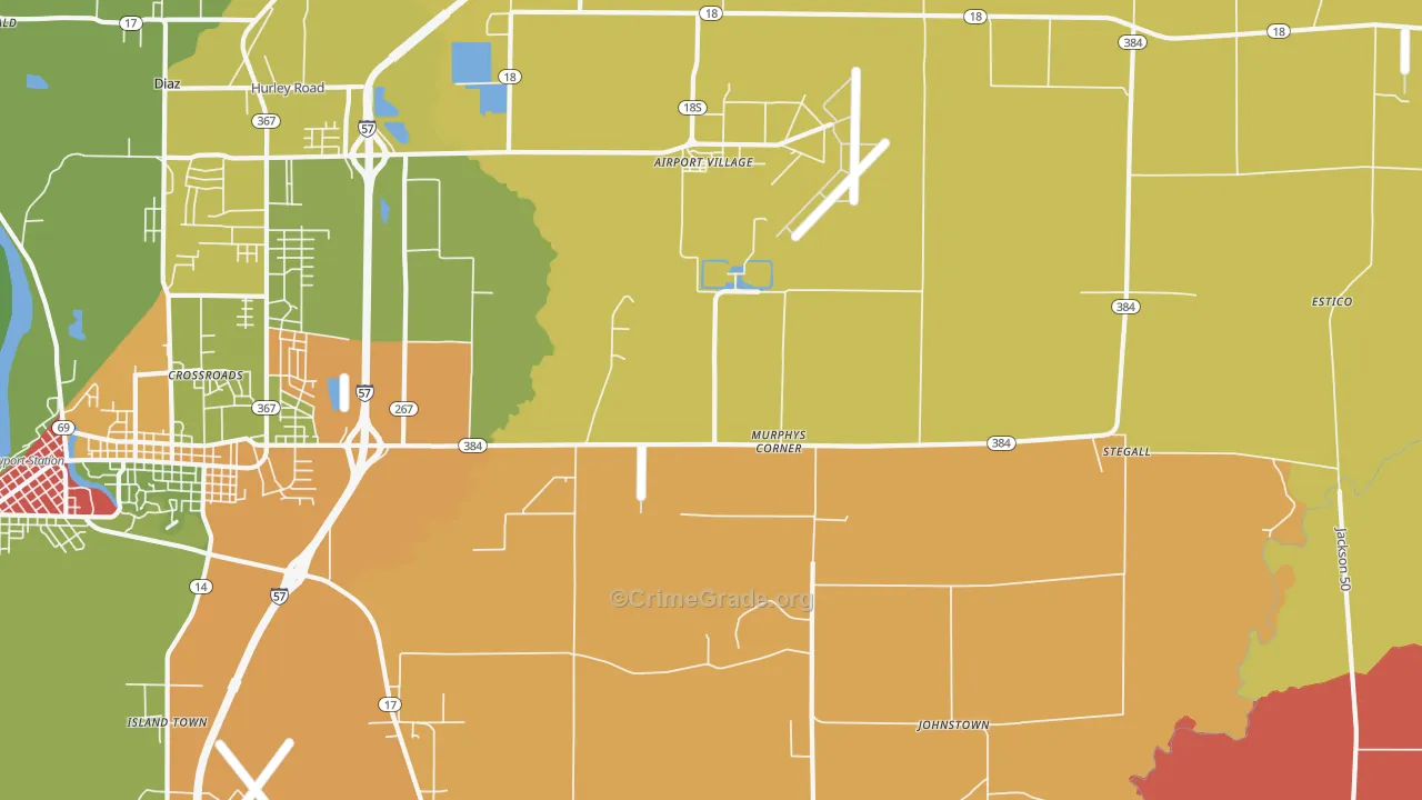 Murphys Corner, AR Map of Robbery Rates