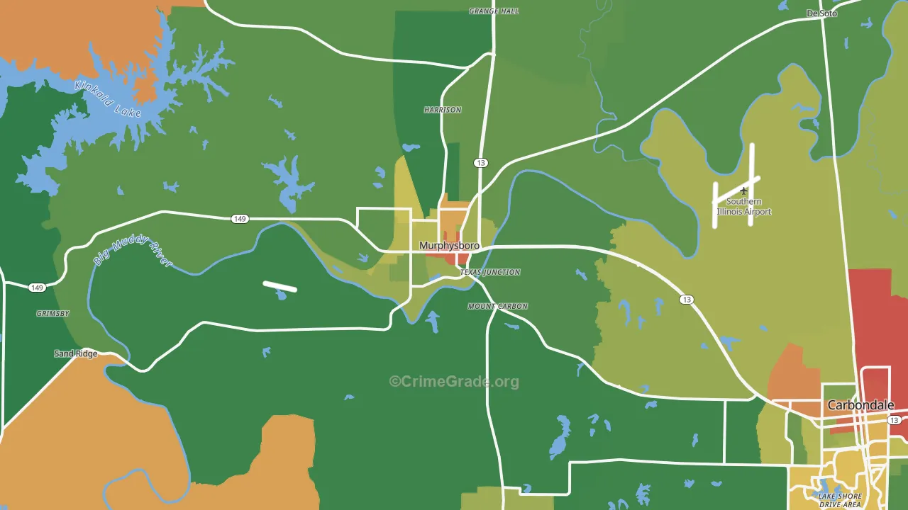 Murphysboro, IL Map of Robbery Rates