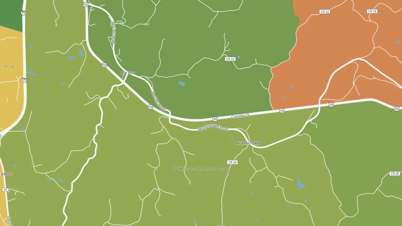 Murphytown, WV Map of Robbery Rates