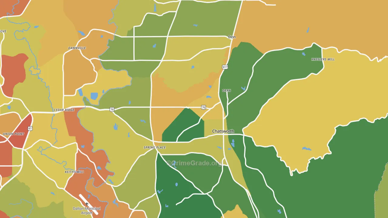 Murray County, GA Map of Robbery Rates