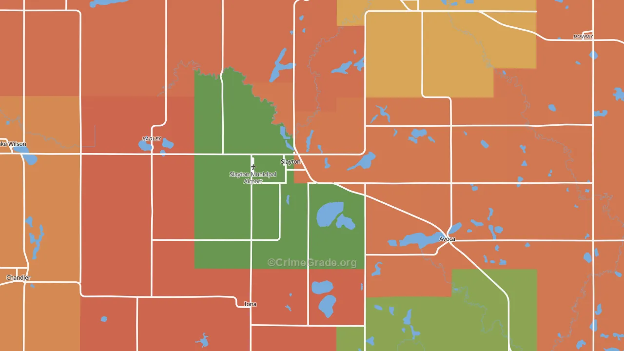 Murray County, MN Map of Robbery Rates
