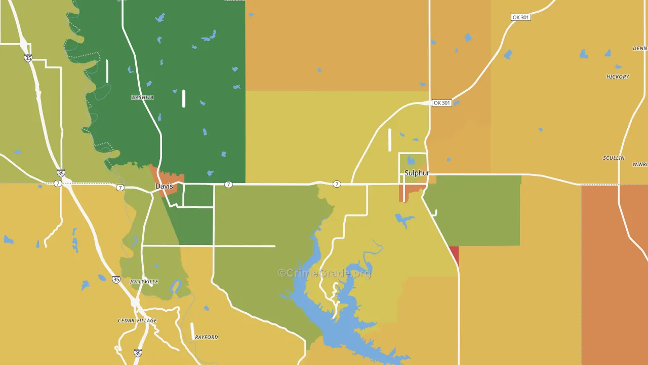 Murray County, OK Map of Robbery Rates