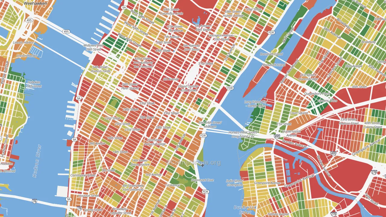 Murray Hill, Manhattan, NY Map of Robbery Rates