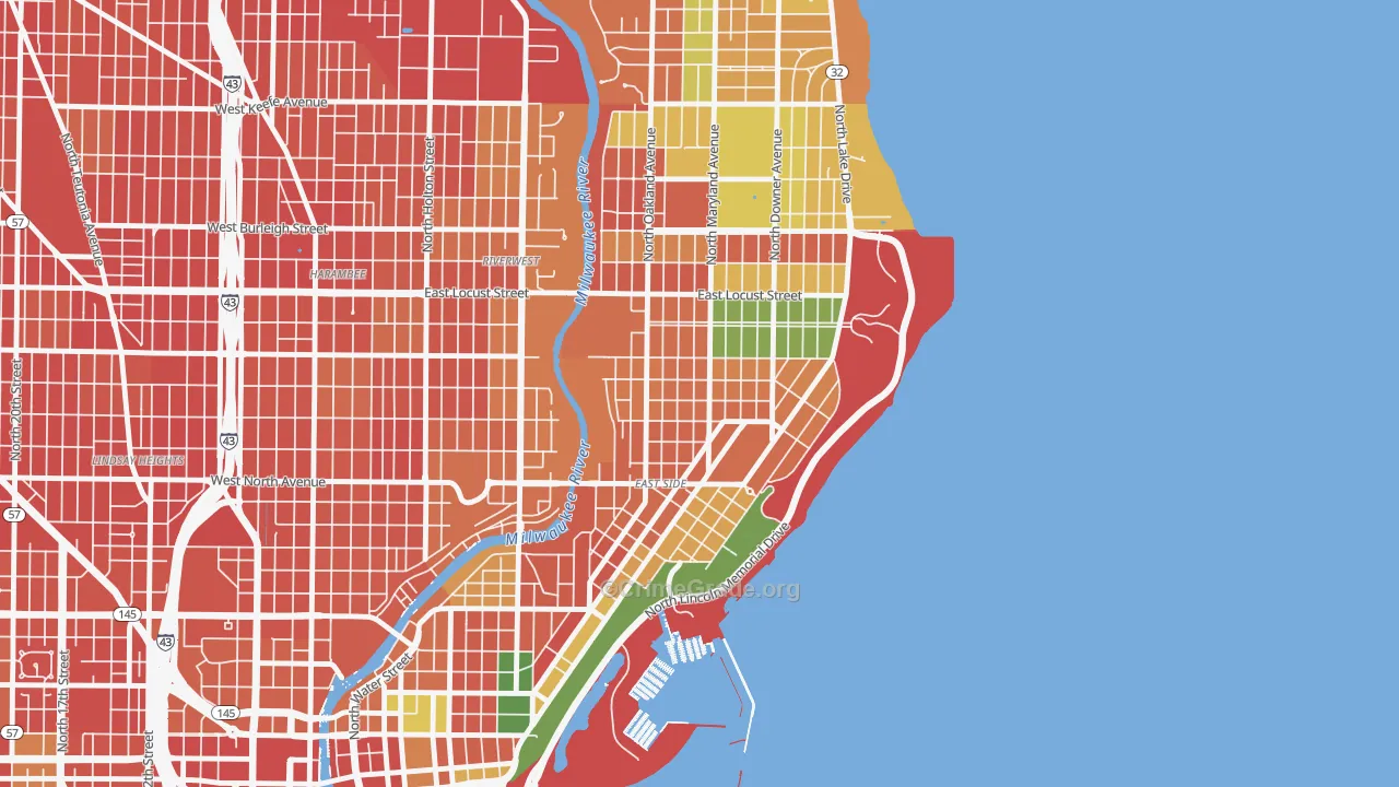 Murray Hill, Milwaukee, WI Map of Robbery Rates