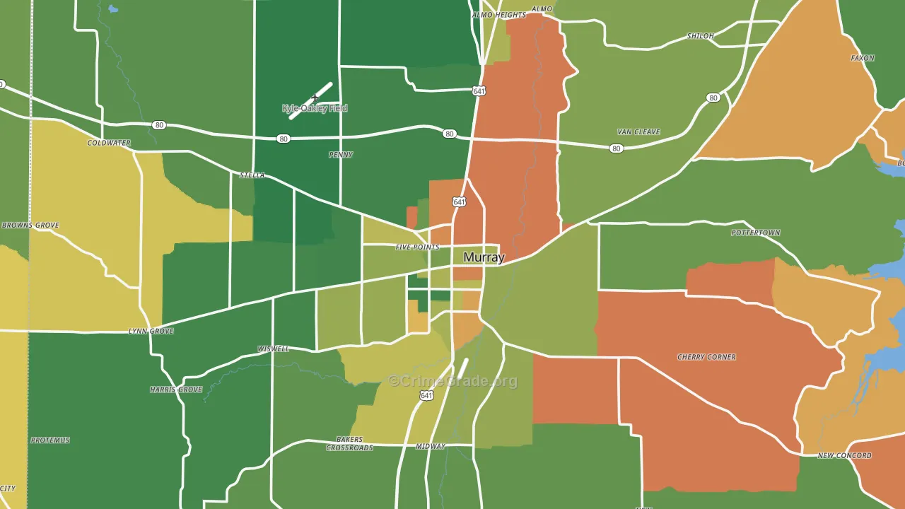 Murray, KY Map of Robbery Rates