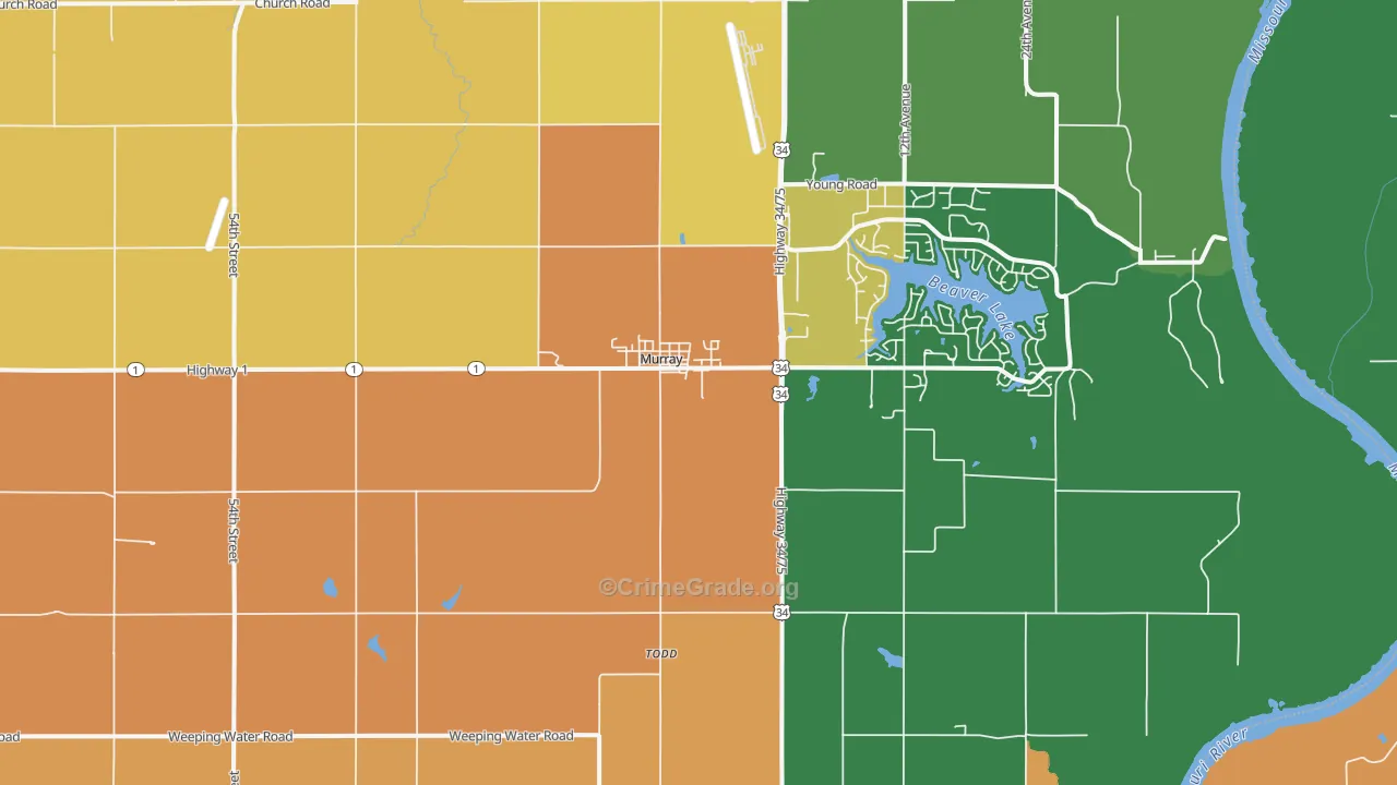 Murray, NE Map of Robbery Rates