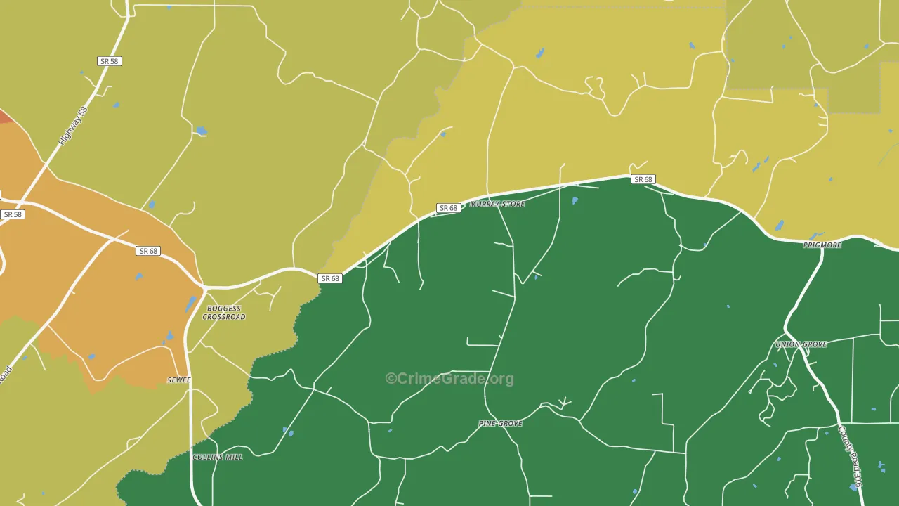 Murray Store, TN Map of Robbery Rates
