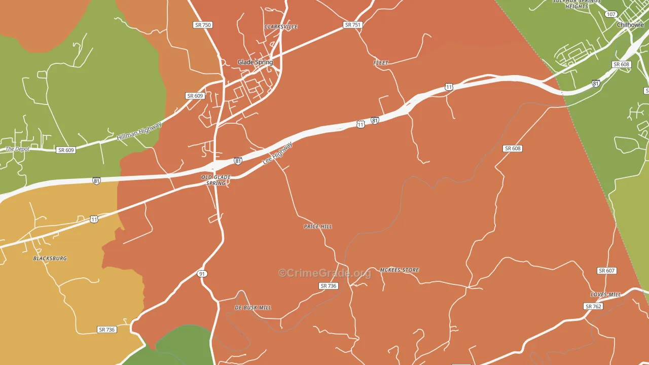 Murrayfield, VA Map of Robbery Rates