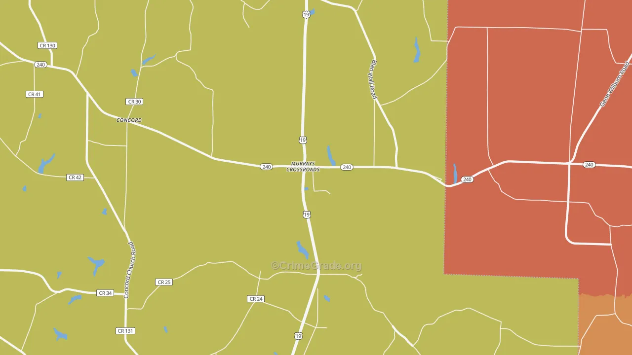 Murrays Crossroads, GA Map of Robbery Rates