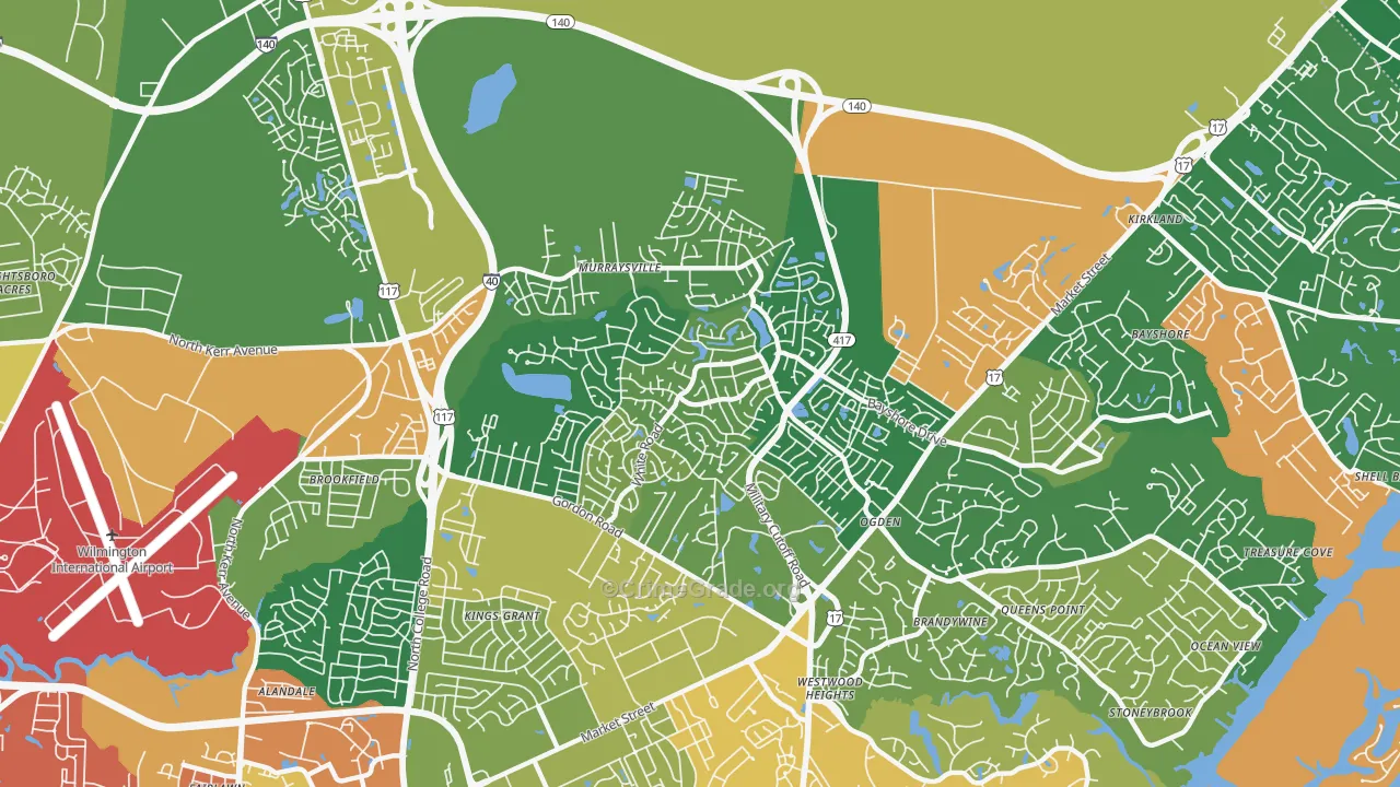 Murraysville, NC Map of Robbery Rates