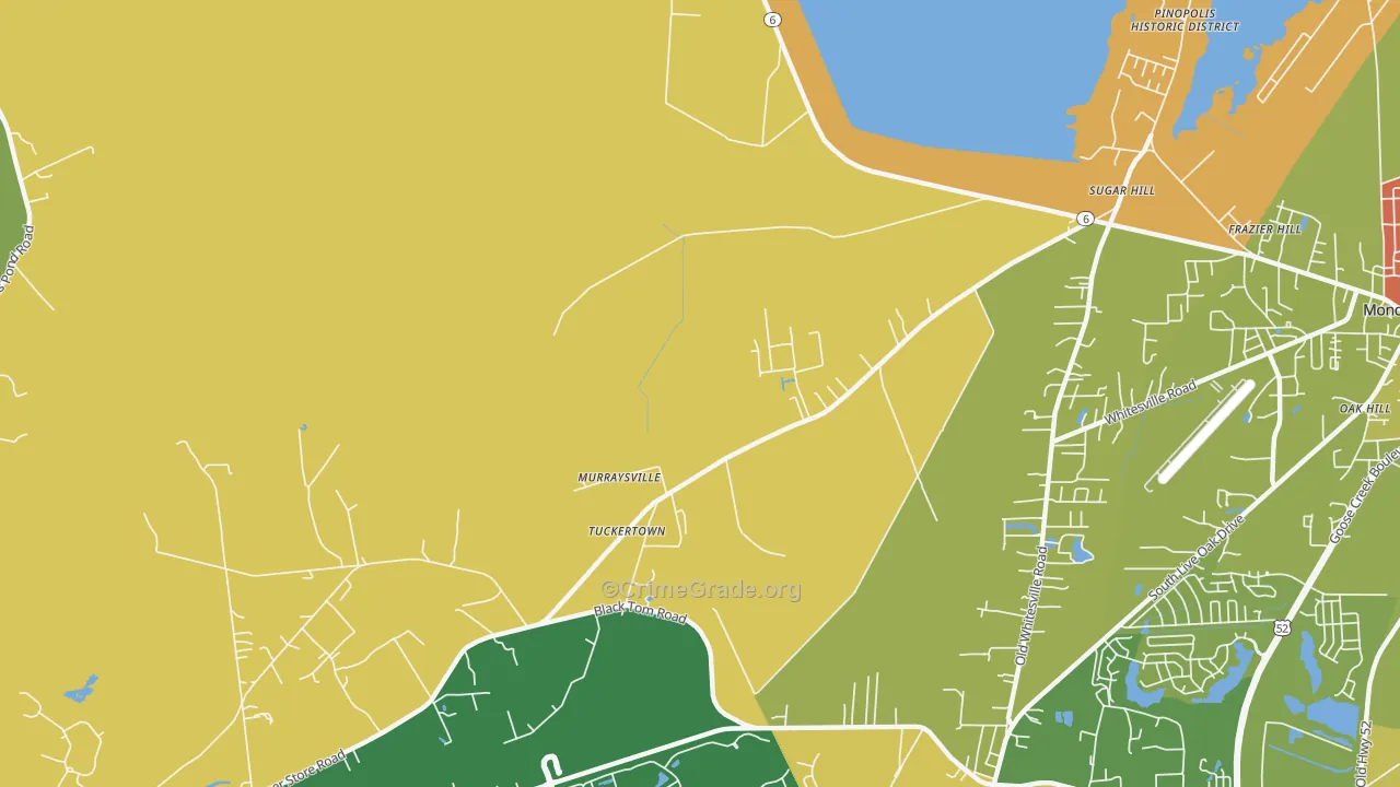 Murraysville, SC Map of Robbery Rates