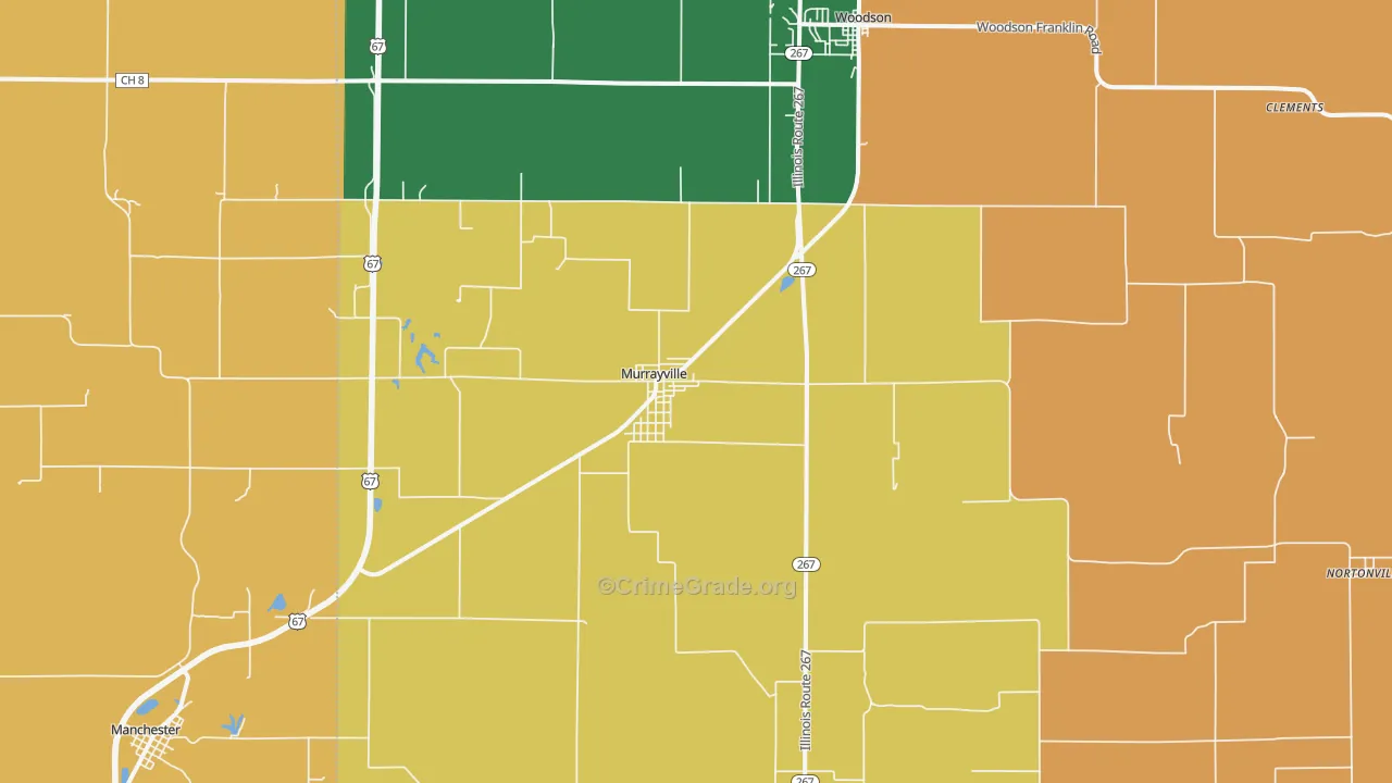 Murrayville, IL Map of Robbery Rates