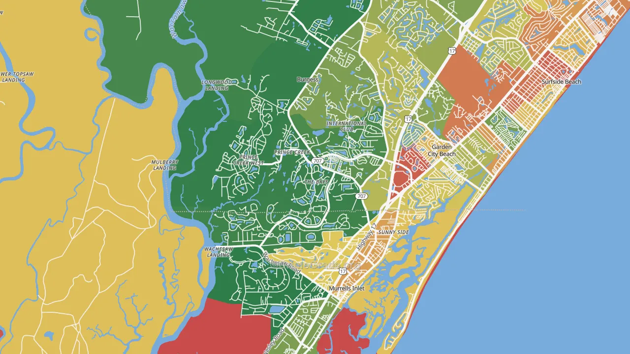 Murrells Inlet, SC Map of Robbery Rates